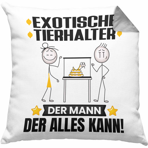 ExotischeTierhalter Kissen mit Füllung 40x40 Geschenk für ExotischeTierhalter Der Mann Der Alles Kann Geschenkidee zum Geburtstag (Grau) Grau Trendation