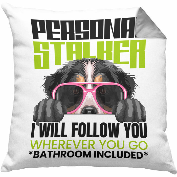 Berner Sennen Besitzerin Kissen mit Füllung 40x40 Geschenk Lustiger Spruch Geschenkidee Personal Stalker (Grau) Grau Trendation