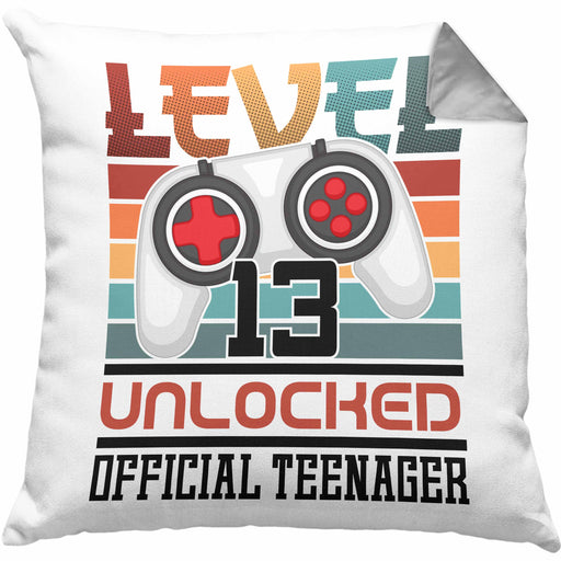 13. Geburtstag Kissen mit Füllung 40x40 Jungs Gaming Official Teenager 13er Geburtstag Geschenkidee (Grau) Grau Trendation