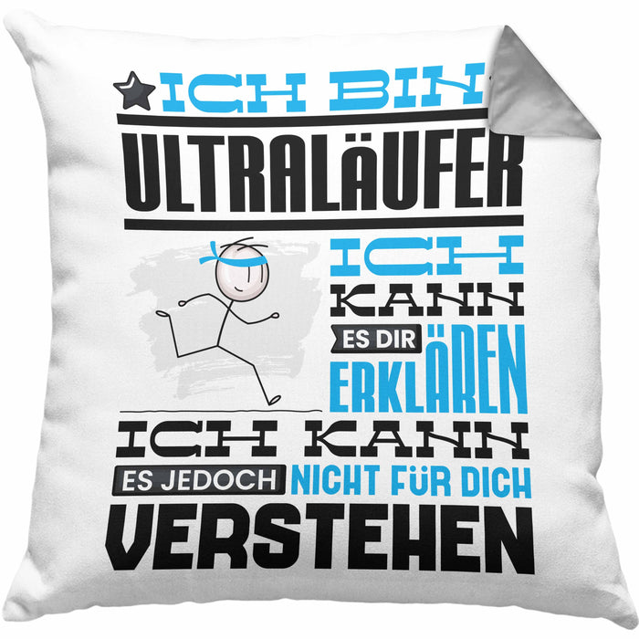 Ultraläufer Geschenk Kaffee-Kissen mit Füllung 40x40 Geschenkidee für Ultraläufer Ich Bin Ultraläufer Ich Kann Es Dir Erklären Jedoch Nicht Für Dich Verstehen Spruch Lustig (Grau) Grau Trendation