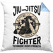 Jiu Jitsu Kissen mit Füllung 40x40 Geschenk für Kampfsportler Geschenkidee Technik über Stärke Spruch (Grau) Blau Trendation