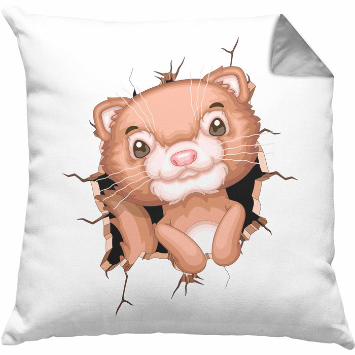 Otter 3D Grafik Kissen mit Füllung 40x40 Lustige Geschenkdidee Otter-Liebhaber (Grau) Grau Trendation