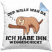Lustige Kissen mit Füllung 40x40 mit Faultier "Der Will War Da" Spruch (Grau) Blau Trendation