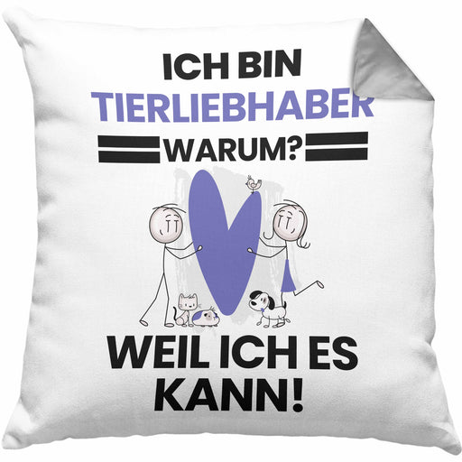 Tierwohlhaber Geschenk Kissen mit Füllung 40x40 Lustiger Spruch Ich Bin Tierwohlhaber Warum Weil Ich Es Kann Geschenkidee Bester Tierwohlhaber Geburtstag (Grau) Grau Trendation