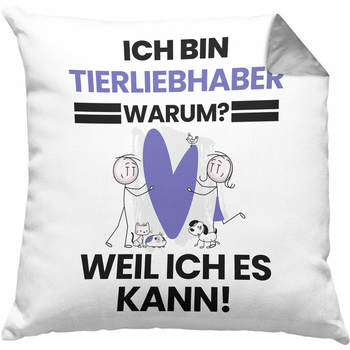 Tierwohlhaber Geschenk Kissen mit Füllung 40x40 Lustiger Spruch Ich Bin Tierwohlhaber Warum Weil Ich Es Kann Geschenkidee Bester Tierwohlhaber Geburtstag (Grau) Grau Trendation