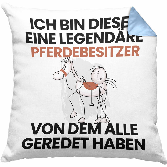 Pferdebesitzer Geschenk Kissen mit Füllung 40x40 Lustige Geschenkidee Geburtstag für Pferdebesitzer Ich Bin Dieser Legendäre Pferdebesitzer Von Dem Alle Geredet Haben (Grau) Blau Trendation