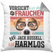 Jack Russell Besitzerin Frauchen Kissen mit Füllung 40x40 Geschenk Lustiger Spruch Geschenkidee Vorsicht Vor Dem Frauchen (Grau) Grau Trendation