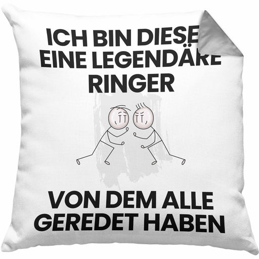 Ringer Geschenk Kissen mit Füllung 40x40 Lustige Geschenkidee Geburtstag für Ringer Ich Bin Dieser Legendäre Ringer Von Dem Alle Geredet Haben (Grau) Grau Trendation