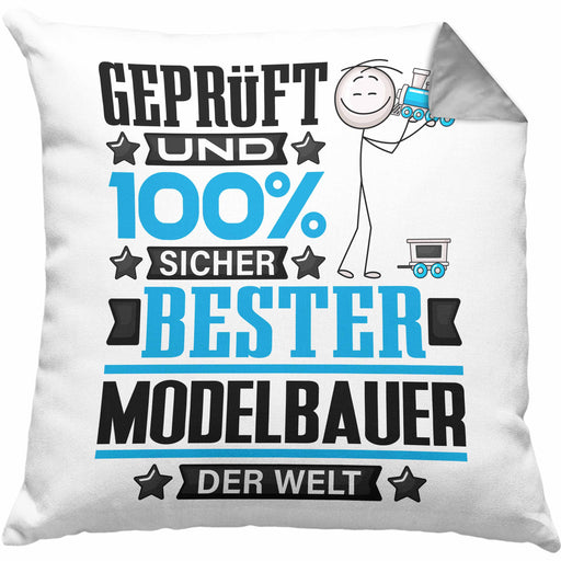 Modelbauer Geschenk Lustiger Spruch für Modelbauer Geschenkidee Bester Modelbauer Der WeltKissen mit Füllung 40x40 (Grau) Grau Trendation