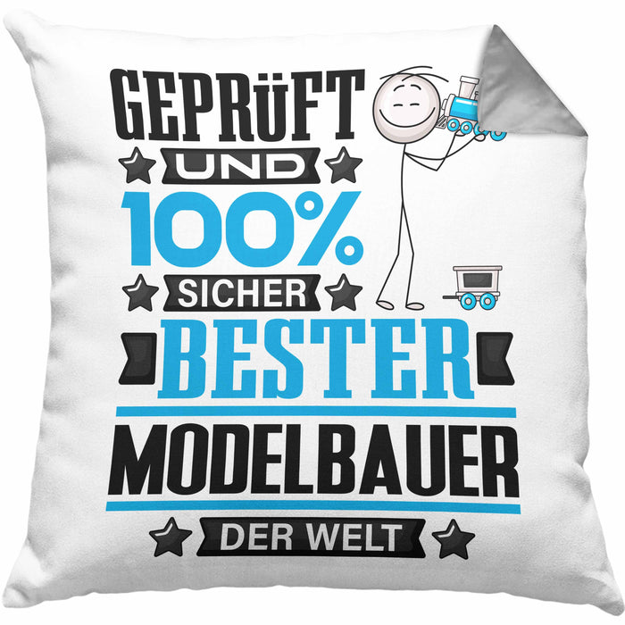 Modelbauer Geschenk Lustiger Spruch für Modelbauer Geschenkidee Bester Modelbauer Der WeltKissen mit Füllung 40x40 (Grau) Grau Trendation