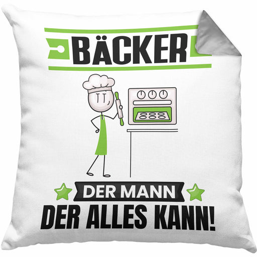 Bäcker Kissen mit Füllung 40x40 Geschenk für Bäcker Der Mann Der Alles Kann Geschenkidee zum Geburtstag (Grau) Grau Trendation