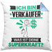 Verkäufer Kissen mit Füllung 40x40 Geschenk für Verkäufer Geburtstag Lustiger Spruch Was Ist Deine Superkraft (Grau) Blau Trendation