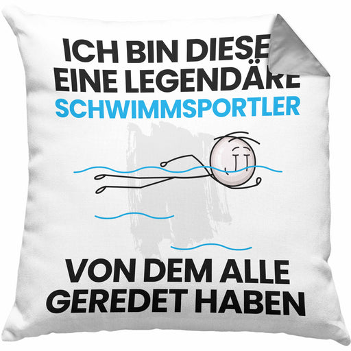 Schwimmsportler Geschenk Kissen mit Füllung 40x40 Lustige Geschenkidee Geburtstag für Schwimmsportler Ich Bin Dieser Legendäre Schwimmsportler Von Dem Alle Geredet Haben (Grau) Grau Trendation