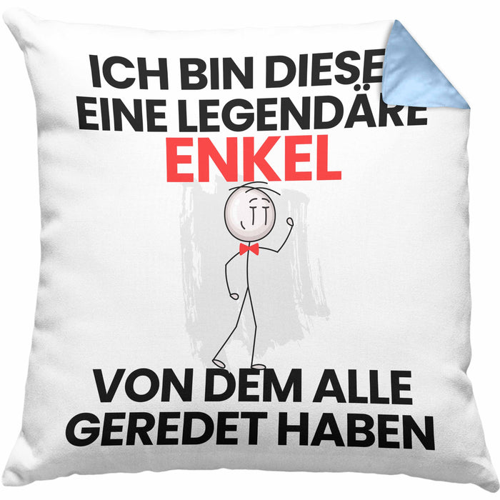 Enkel Geschenk Kissen mit Füllung 40x40 Lustige Geschenkidee Geburtstag für Enkel Ich Bin Dieser Legendäre Enkel Von Dem Alle Geredet Haben (Grau) Blau Trendation