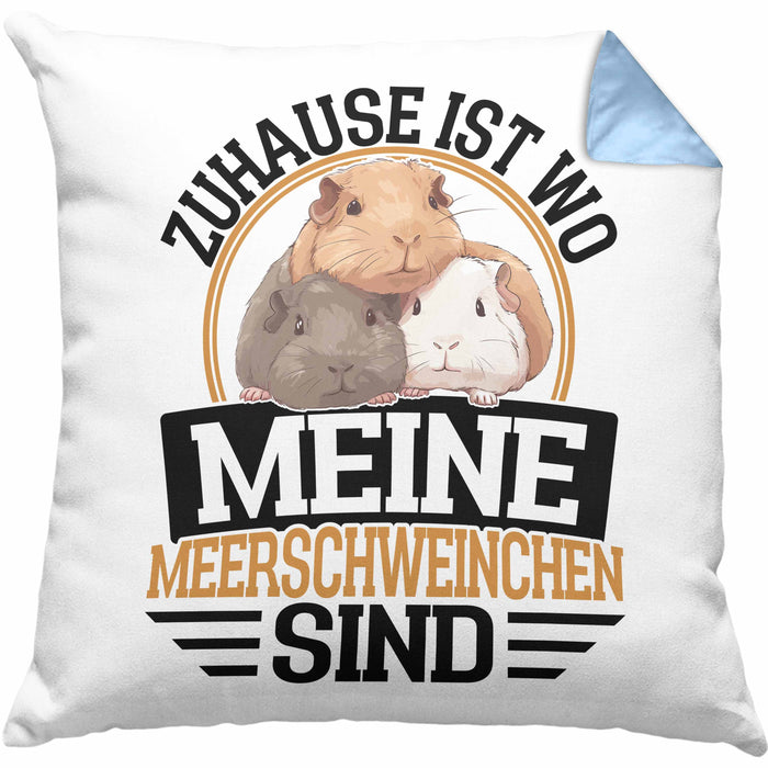 Meerschweinchen Geschenk Kissen mit Füllung 40x40 Spruch Meerschweinchen-Besitzerin Geschenkidee (Grau) Blau Trendation