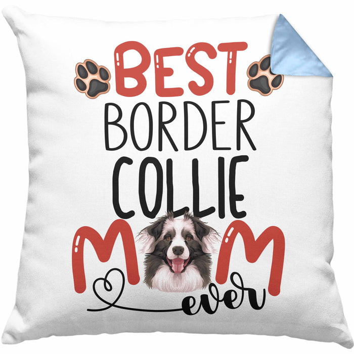 Border Collies Mom Besitzerin Kissen mit Füllung 40x40 Geschenk Lustiger Spruch Geschenkidee Besitzerin Border Collies Mama (Grau) Blau Trendation