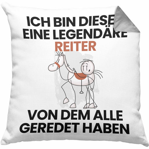 Reiter Geschenk Kissen mit Füllung 40x40 Lustige Geschenkidee Geburtstag für Reiter Ich Bin Dieser Legendäre Reiter Von Dem Alle Geredet Haben (Grau) Grau Trendation
