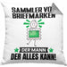 SammlervonBriefmarken Kissen mit Füllung 40x40 Geschenk für SammlervonBriefmarken Der Mann Der Alles Kann Geschenkidee zum Geburtstag (Grau) Grau Trendation