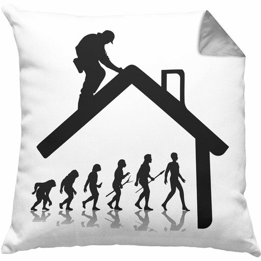 Dachdecker Geschenk Kissen mit Füllung 40x40 Evolution Geschenkidee Spruch (Grau) Grau Trendation