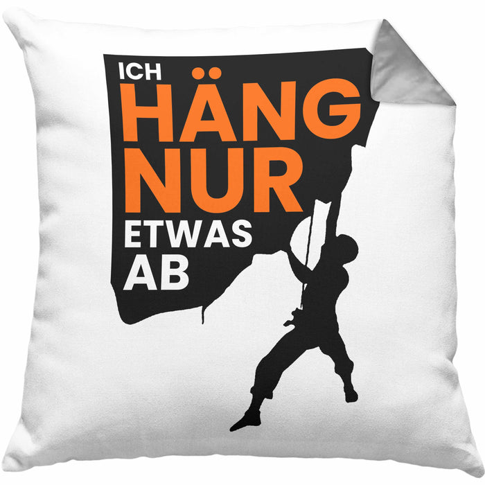 Lustige Kletter-Kissen mit Füllung 40x40 "Ich häng nur etwas ab" Geschenkidee für Boulder- und Kletter-Fans (Grau) Grau Trendation