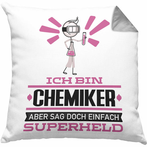 Chemiker Geschenk Kissen mit Füllung 40x40 Ich Bin Chemiker Aber Sag Doch Einfach Superheld Lustige Geschenkdiee für Chemiker (Grau) Grau Trendation