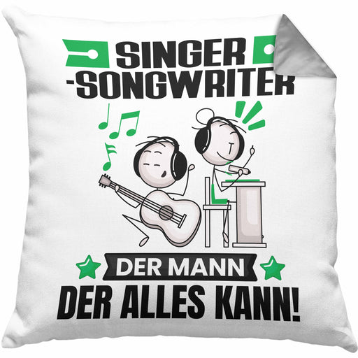 Singer-Songwriter Kissen mit Füllung 40x40 Geschenk für Singer-Songwriter Der Mann Der Alles Kann Geschenkidee zum Geburtstag (Grau) Grau Trendation