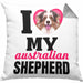 Australian Shepherd Besitzerin Kissen mit Füllung 40x40 Geschenk Lustiger Spruch Geschenkidee I Love My Australian Shepherd (Grau) Grau Trendation