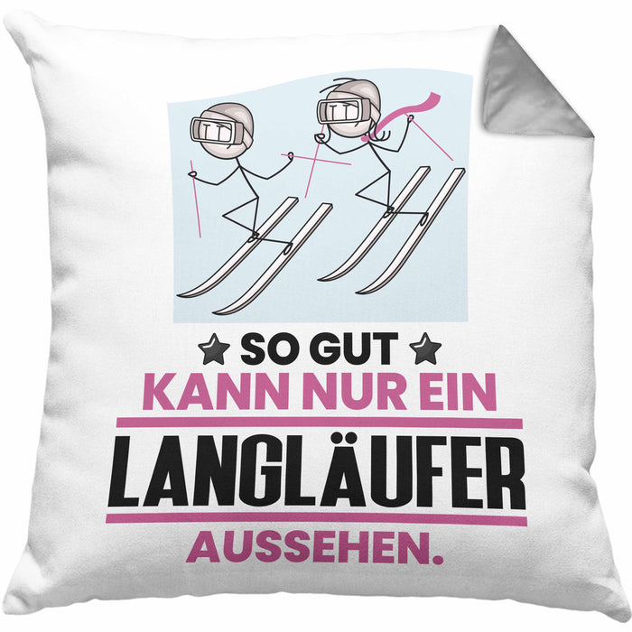 Langläufer Geschenk Kissen mit Füllung 40x40 So Gut Kann Nur Ein Langläufer Aussehen Geschenkidee (Grau) Grau Trendation