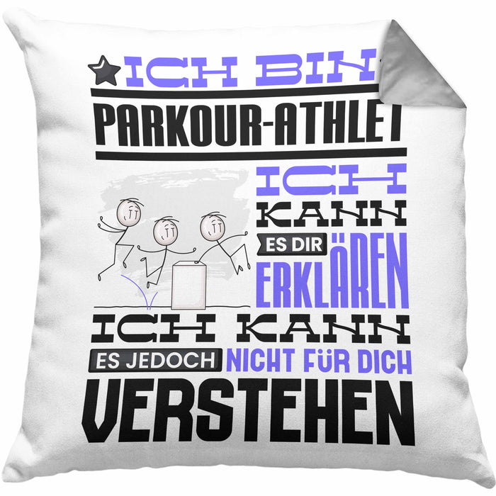 Parkour-Athlet Geschenk Kaffee-Kissen mit Füllung 40x40 Geschenkidee für Parkour-Athlet Ich Bin Parkour-Athlet Ich Kann Es Dir Erklären Jedoch Nicht Für Dich Verstehen Spruch Lustig (Grau) Grau Trendation