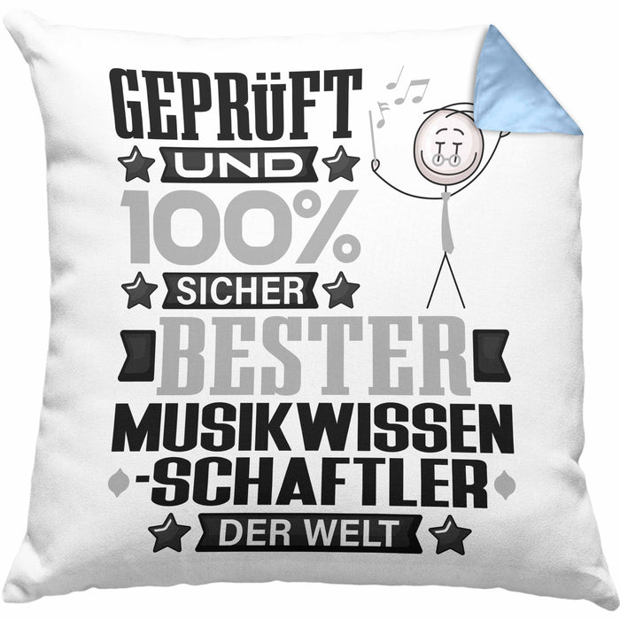Musikwissenschaftler Geschenk Lustiger Spruch für Musikwissenschaftler Geschenkidee Bester Musikwissenschaftler Der WeltKissen mit Füllung 40x40 (Grau) Blau Trendation