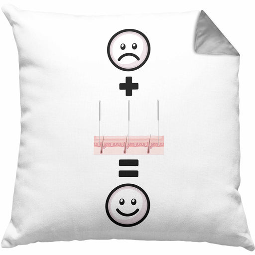 Akupunktur Kissen mit Füllung 40x40 Geschenk für Akupunktur-Liebhaber Lustige Geschenkidee :( + Akupunktur = :) Geburtstag (Grau) Grau Trendation