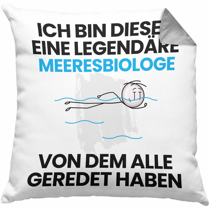 Meeresbiologe Geschenk Kissen mit Füllung 40x40 Lustige Geschenkidee Geburtstag für Meeresbiologe Ich Bin Dieser Legendäre Meeresbiologe Von Dem Alle Geredet Haben (Grau) Grau Trendation