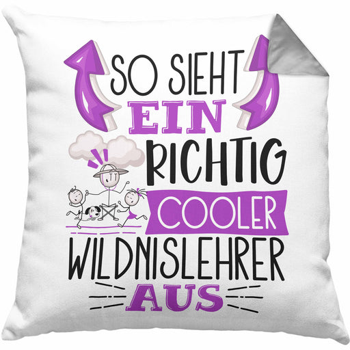 So Sieht Ein Richtig Cooler Wildnislehrer Aus Kissen mit Füllung 40x40 Geschenk für Wildnislehrer Geburtstag Geschenkdiee (Grau) Grau Trendation