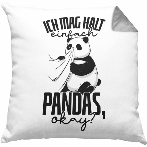 Lustige Panda Kissen mit Füllung 40x40 Panda-Motiv Geschenk Tierwohlhaber Geschenkidee Panda Fans (Grau) Grau Trendation