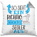 Segler Kissen mit Füllung 40x40 Geschenk So Sieht Ein Richtig Cooler Segler Aus Geschenkidee Spruch Lustig (Grau) Grau Trendation