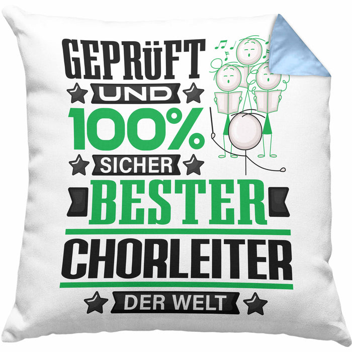 Chorleiter Geschenk Lustiger Spruch für Chorleiter Geschenkidee Bester Chorleiter Der WeltKissen mit Füllung 40x40 (Grau) Blau Trendation