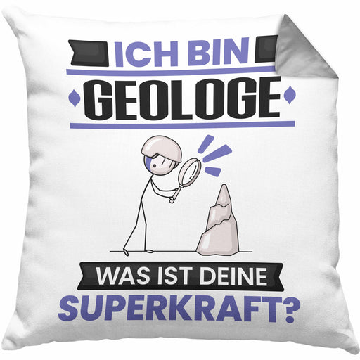 Geologe Kissen mit Füllung 40x40 Geschenk für Geologe Geburtstag Lustiger Spruch Was Ist Deine Superkraft (Grau) Grau Trendation