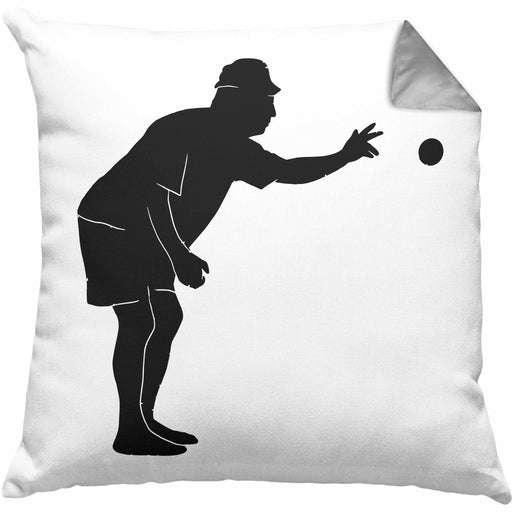 Boule Kissen mit Füllung 40x40 Geschenk Boule-Spieler Geschenkidee Spruch Grafik Werfender Boule Spieler (Grau) Grau Trendation
