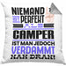 Camper Geschenk Kissen mit Füllung 40x40 Lustige Geschenkidee für Camper Geburtstag Niemand Ist Perfekt Aber Als Camper Ist Man Nah Dran (Grau) Grau Trendation