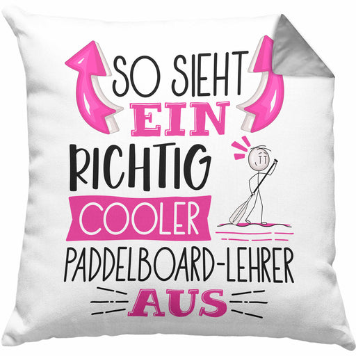 So Sieht Ein Richtig Cooler Paddelboard-Lehrer Aus Kissen mit Füllung 40x40 Geschenk für Paddelboard-Lehrer Geburtstag Geschenkdiee (Grau) Grau Trendation