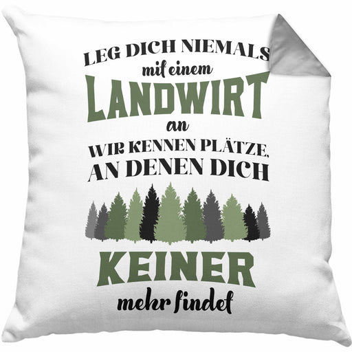 Landwirt Spruch Geschenk Kissen mit Füllung 40x40 Landwirtschaft Geschenke für Männer Traktor Spruch Superheld (Grau) Grau Trendation