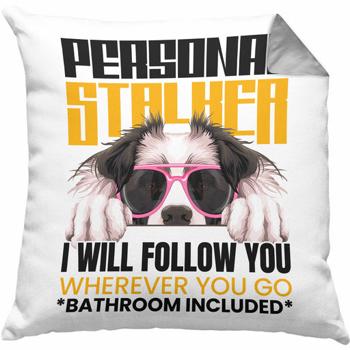 Border Collies Besitzerin Kissen mit Füllung 40x40 Geschenk Lustiger Spruch Geschenkidee Personal Stalker (Grau) Grau Trendation