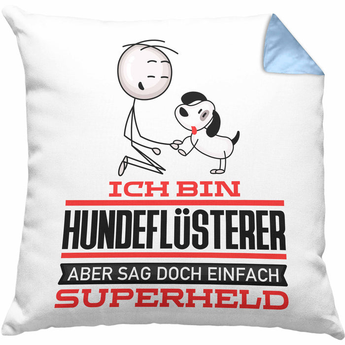 Hundeflüsterer Geschenk Kissen mit Füllung 40x40 Ich Bin Hundeflüsterer Aber Sag Doch Einfach Superheld Lustige Geschenkdiee für Hundeflüsterer (Grau) Blau Trendation