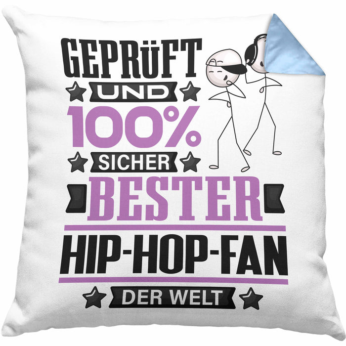 Hip-Hop-Fan Geschenk Lustiger Spruch für Hip-Hop-Fan Geschenkidee Bester Hip-Hop-Fan Der WeltKissen mit Füllung 40x40 (Grau) Blau Trendation