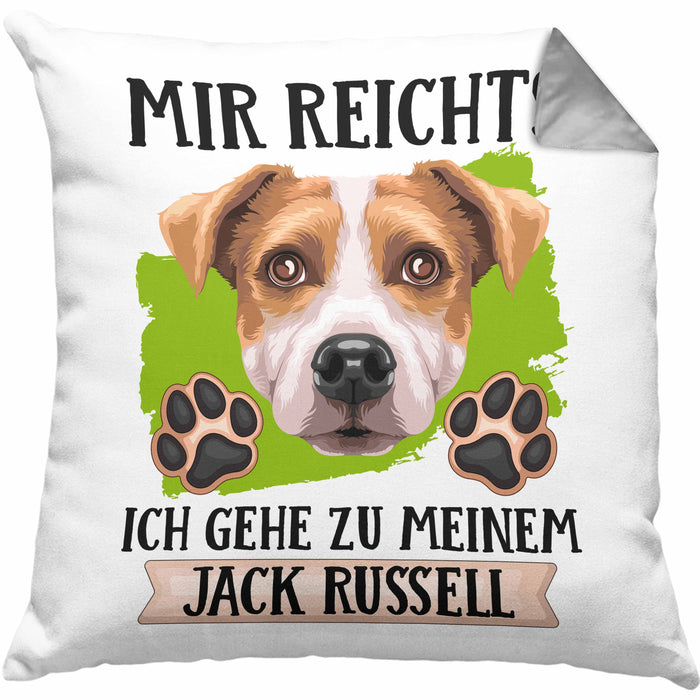 Jack Russel Besitzer Kissen mit Füllung 40x40 Geschenk Lustiger Spruch Geschenkidee Mir Reichts Ich Geh Zu Meinem Jack Russel (Grau) Grau Trendation