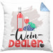 Wein Dealer Kissen mit Füllung 40x40 Geschenk für Weinverkäufer Geburtstag Spruch Geschenkidee Bester Weinverkäufer Weinhändler (Grau) Blau Trendation