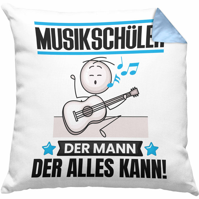 Musikschüler Kissen mit Füllung 40x40 Geschenk für Musikschüler Der Mann Der Alles Kann Geschenkidee zum Geburtstag (Grau) Blau Trendation