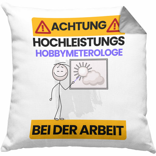 Hobbymeteorologe Kissen mit Füllung 40x40 Geschenk Lustiger Spruch Geschenkidee für Hobbymeteorologe Achtung Hochleistungs Hobbymeteorologe Bei Der Arbeit (Grau) Grau Trendation