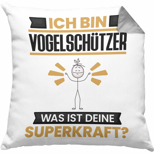 Vogelschützer Kissen mit Füllung 40x40 Geschenk für Vogelschützer Geburtstag Lustiger Spruch Was Ist Deine Superkraft (Grau) Grau Trendation