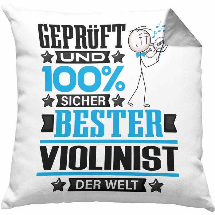 Violinist Geschenk Lustiger Spruch für Violinist Geschenkidee Bester Violinist Der WeltKissen mit Füllung 40x40 (Grau) Grau Trendation